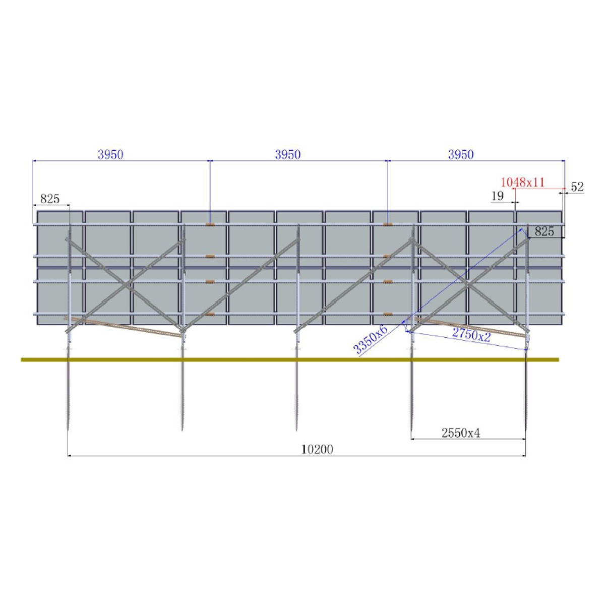 Sistem complet montare, structura pe sol pentru 22 panouri solare fotovoltaice unghi 35 grade, Cod: BK77906, Brand: BRECKNER GERMANY - 2 | YEO