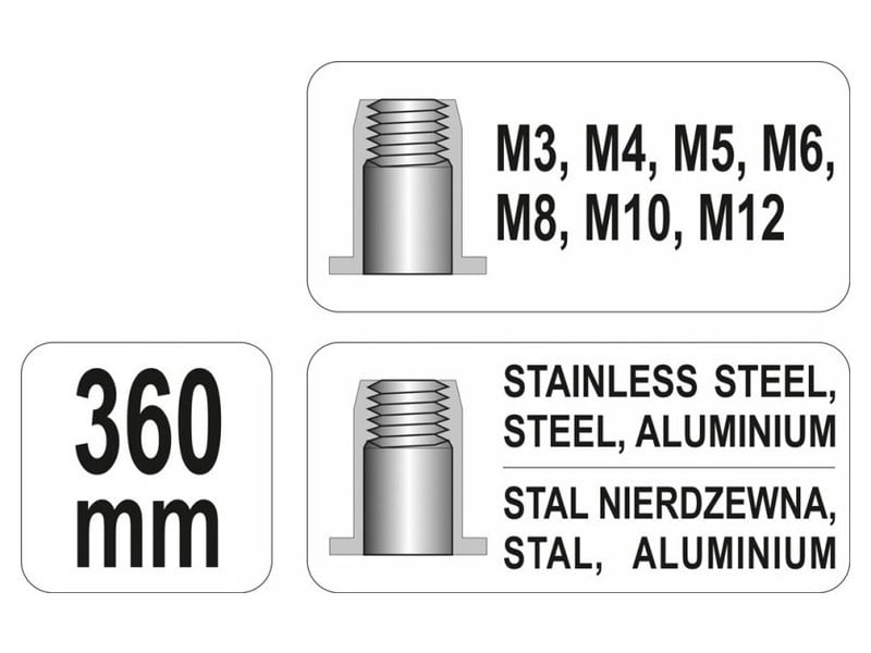 Șurub pentru nituri YATO M3-M12 360 mm