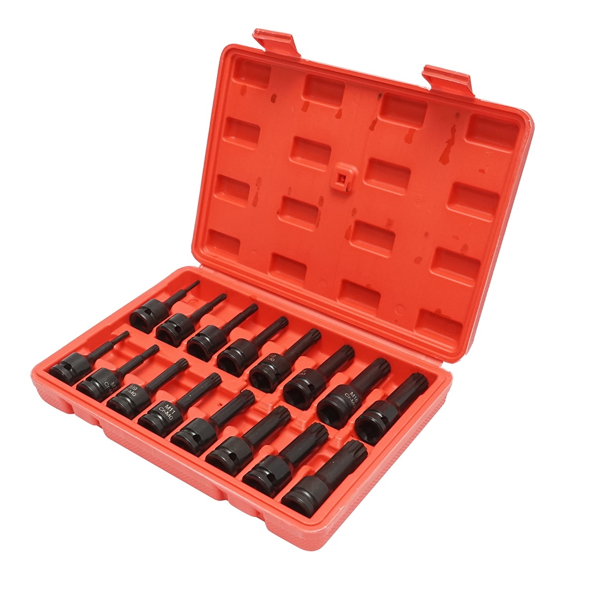 Trusa chei tubulare de impact spline lungi M4-M19, patrat 1/2 inch 16 piese, Cod: DISTT04 - 1 | YEO