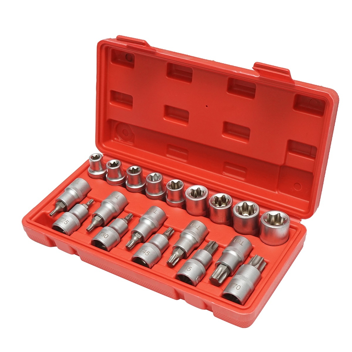 Trusa chei tubulare E-Torx E10-E24, biti torx T20-T70, patrat 1/2 inch 19 piese , Cod: DISTT01 - 1 | YEO