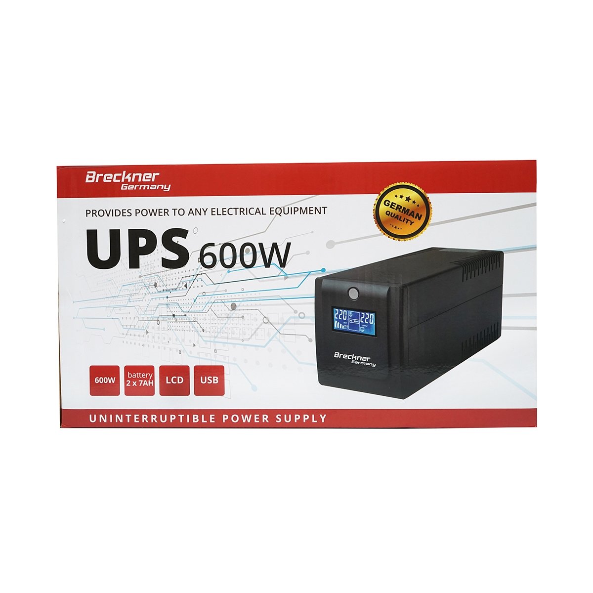 UPS 1000VA/600W cu baterii 2x7Ah si 4 prize shuko, LCD, USB, AVR, Cod: BK69765, Brand: BRECKNER GERMANY - 2 | YEO