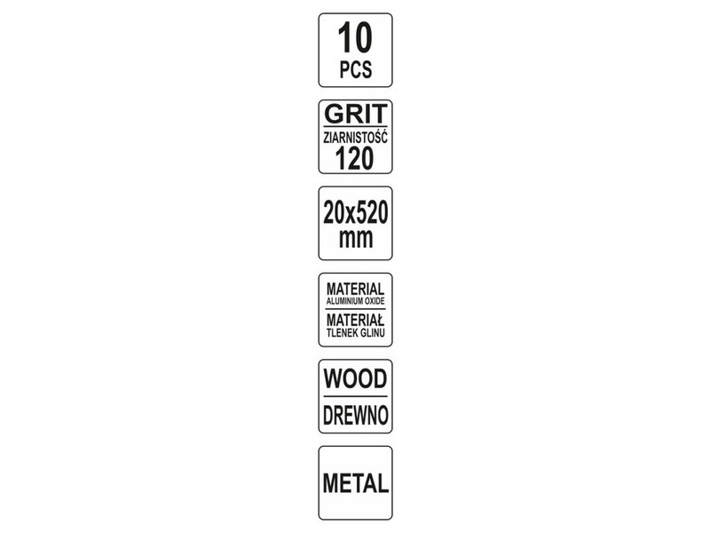 YATO Bandă de șlefuit 520 x 20 mm P120 (10 bucăți)