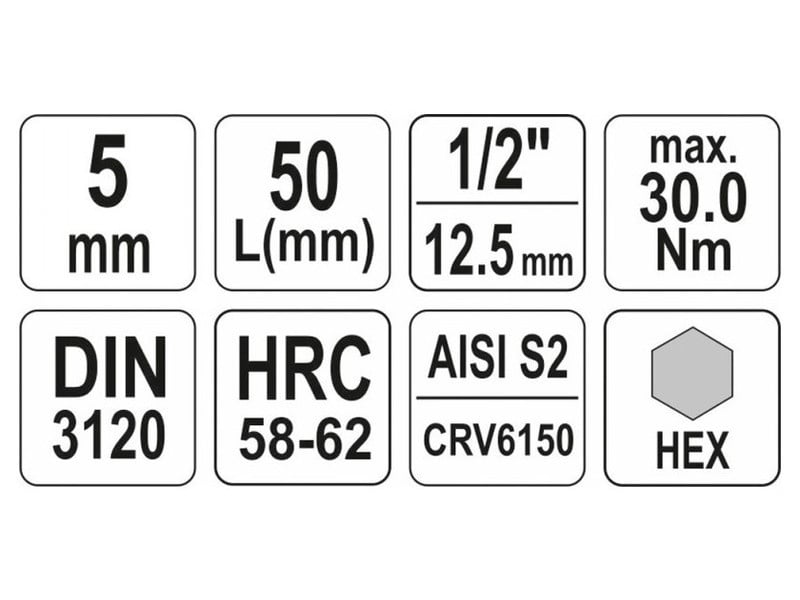 YATO Bit cheie tubulară Allen 1/2" 5 mm CrV - 3 | YEO