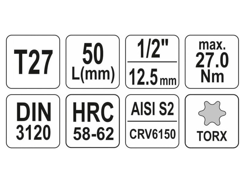 YATO Bit cheie tubulară Torx 1/2" T27 CrV
