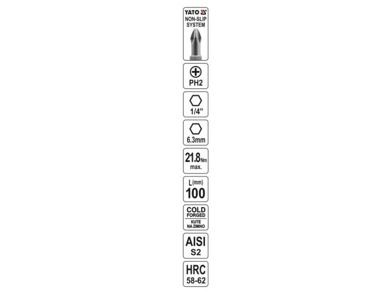 YATO Bithegy PH2 x 100 mm S2