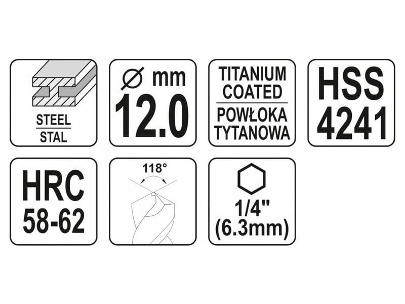 YATO Burghiu de frezat metalic 12,0 x 115 mm suport bit HSS-TiN - 3 | YEO