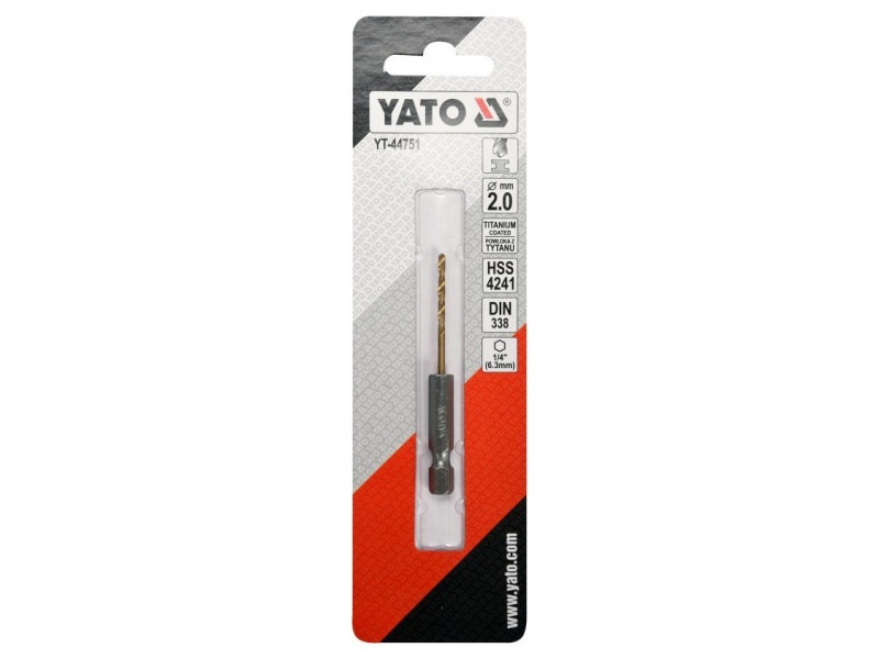 YATO Burghiu spiralat 2,0 x 72/24 mm HSS-TiN suport bit - 1 | YEO