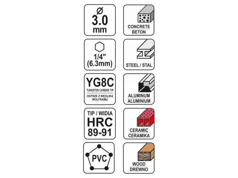 YATO Burghiu universal 3,0 x 85/30 mm suport bit - 3 | YEO