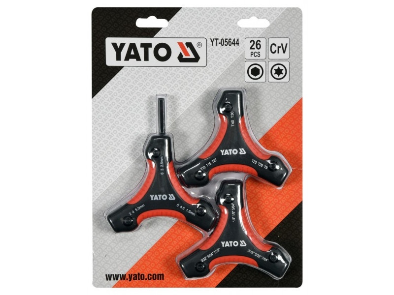 YATO Cheie Allen pliabilă și set de chei Torx 26 piese CrV - 3 | YEO