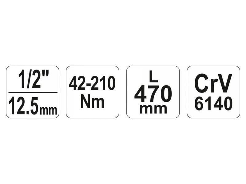 YATO Cheie dinamometrică 1/2" 42-210 Nm / 445-465 mm CrV