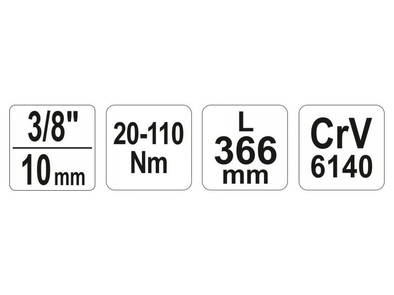 YATO Cheie dinamometrică 3/8" 20-110 Nm / 342-360 mm CrV