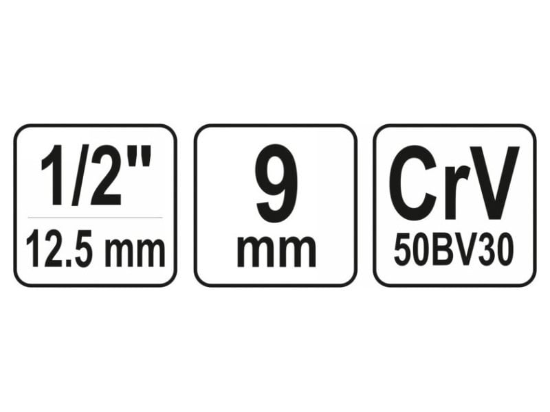 YATO Cheie tubulară Spline 1/2" 9 mm CrV - 2 | YEO