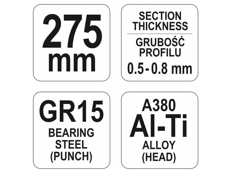 YATO Clește de îmbinare profilat (pentru gips-carton) 275 mm d= 0,5-0,8 mm