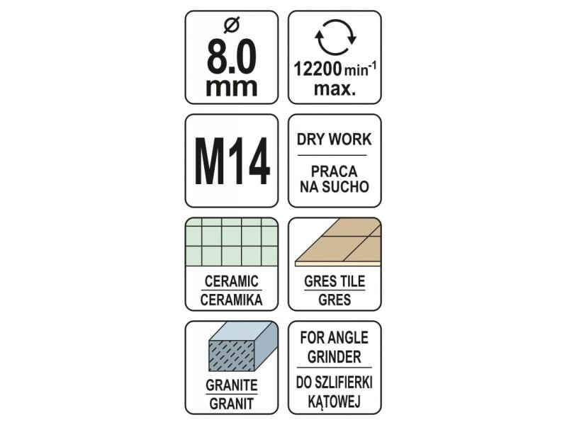 YATO Cutter circular cu diamant 8 mm M14 - 3 | YEO