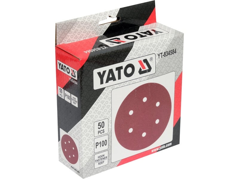 YATO Disc de fixare Velcro 150 mm / P100 6 găuri (50 buc)