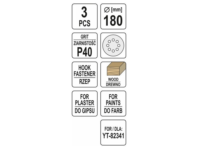 YATO Disc de fixare Velcro 180 mm / P40 (3 buc) - 3 | YEO