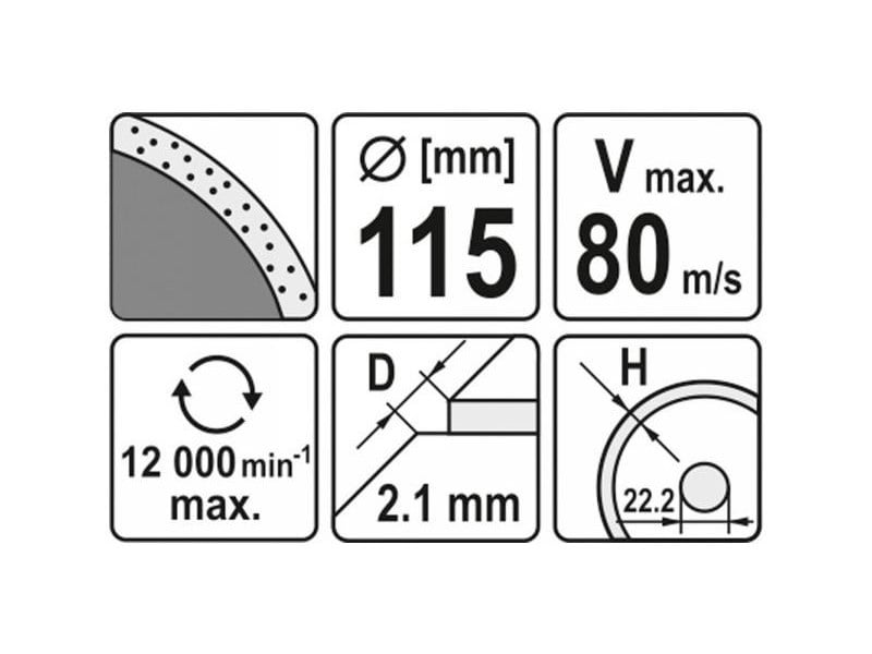 YATO Disc de tăiere diamantat 115 x 2,1 x 5,3 x 22,2 mm continuu - 1 | YEO