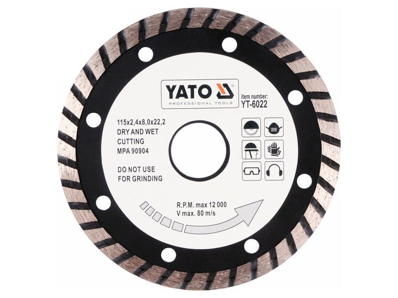 YATO Disc de tăiere diamantat 115 x 2,4 x 8,0 x 22,2 mm turbo