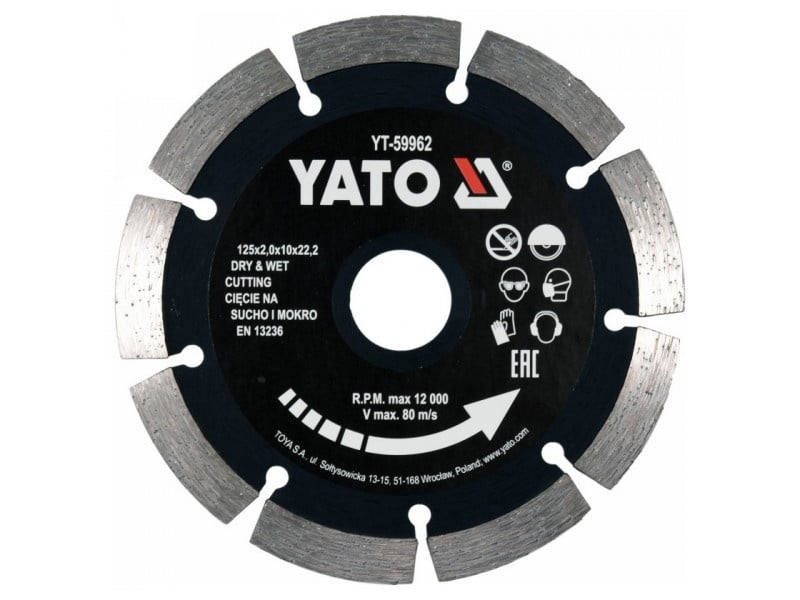 YATO Disc de tăiere diamantat 125 x 2,0 x 10 x 22,2 mm segmentat