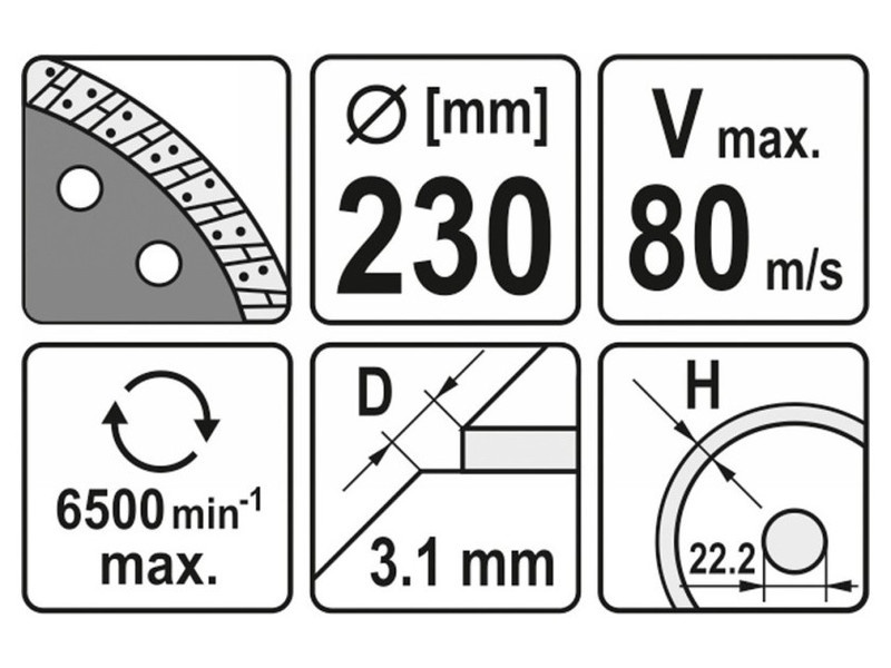 YATO Disc de tăiere diamantat 230 x 3,1 x 8,0 x 22,2 mm turbo - 2 | YEO