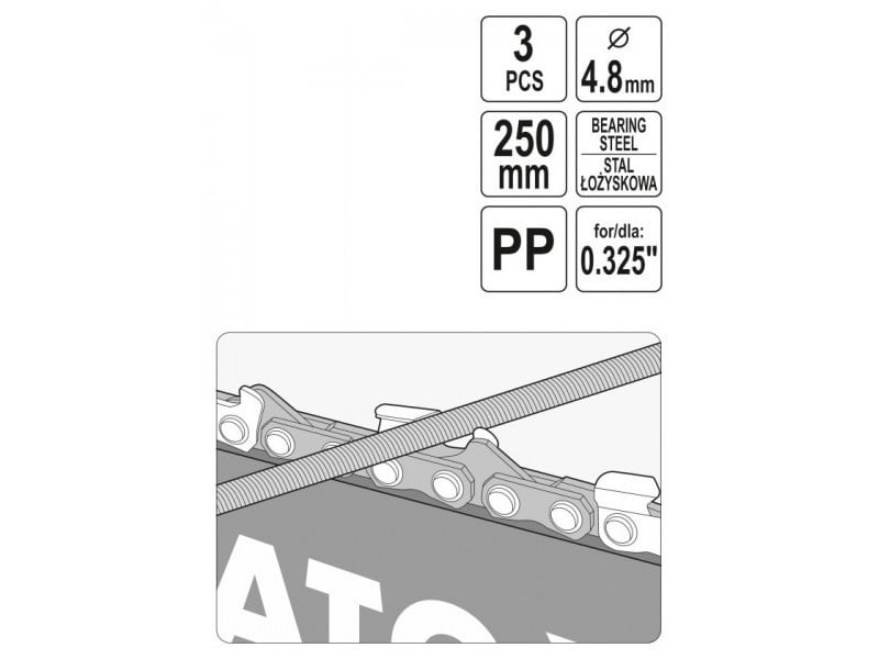 YATO Filă rotundă pentru lanț cu ghidaj și mâner 4,8 mm