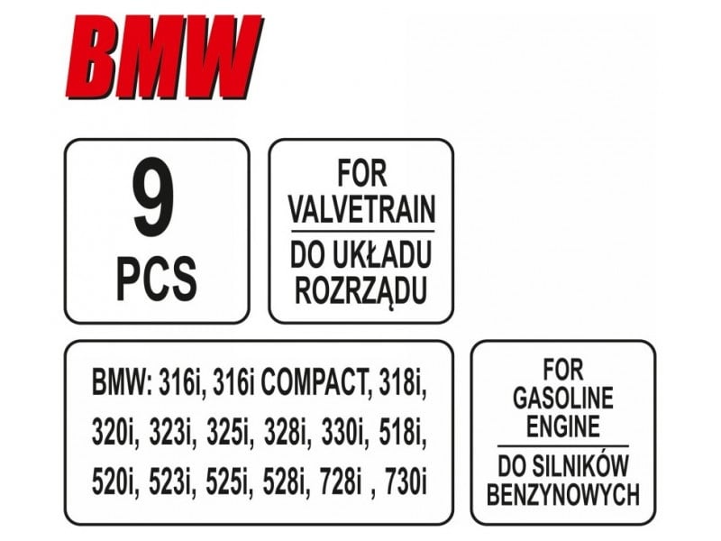 YATO Kit de fixare a direcției 9 piese (benzină) BMW