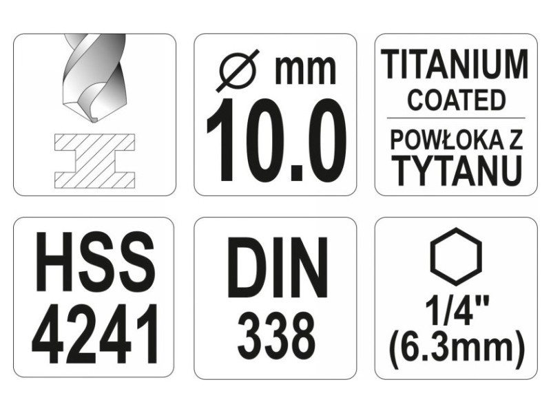 YATO Mașină de găurit 10,0 x 133/87 mm Suport de bit HSS-TiN - 2 | YEO