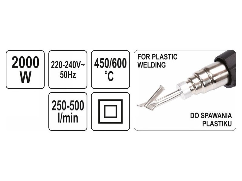 YATO Pistol termic cu accesorii 450 - 600 °C 2000 W