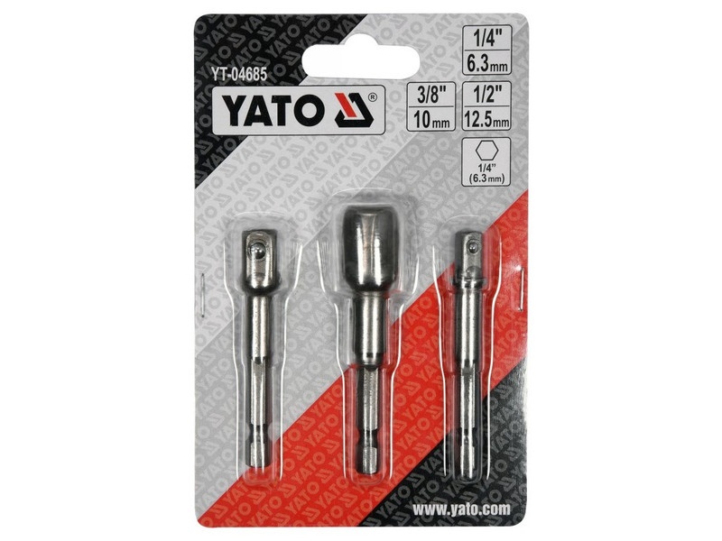 YATO set adaptor soclu 3 piese 1/4" Hex -> 1/4", 3/8", 1/2" pătrat - 2 | YEO