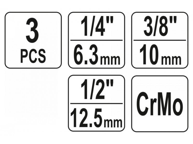 YATO Set cuplaj articulat din 3 piese 1/4 - 3/8 - 1/2"