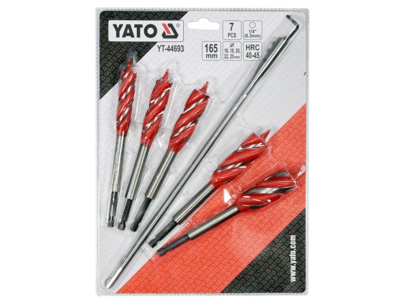 YATO Set de burghie pentru lemn 7 piese set de biți (16-18-20-22-25 mm) 165 mm - 3 | YEO