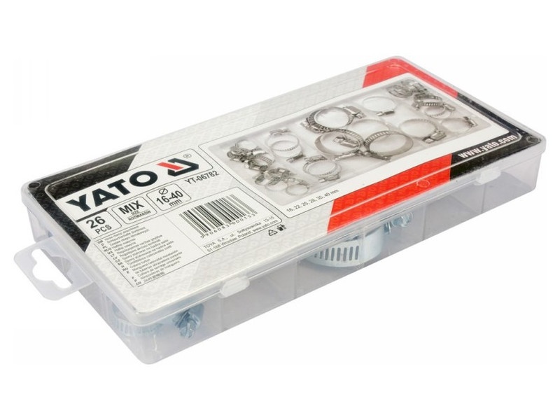 YATO Set de cleme pentru furtun 26 piese 16-40 mm - 2 | YEO