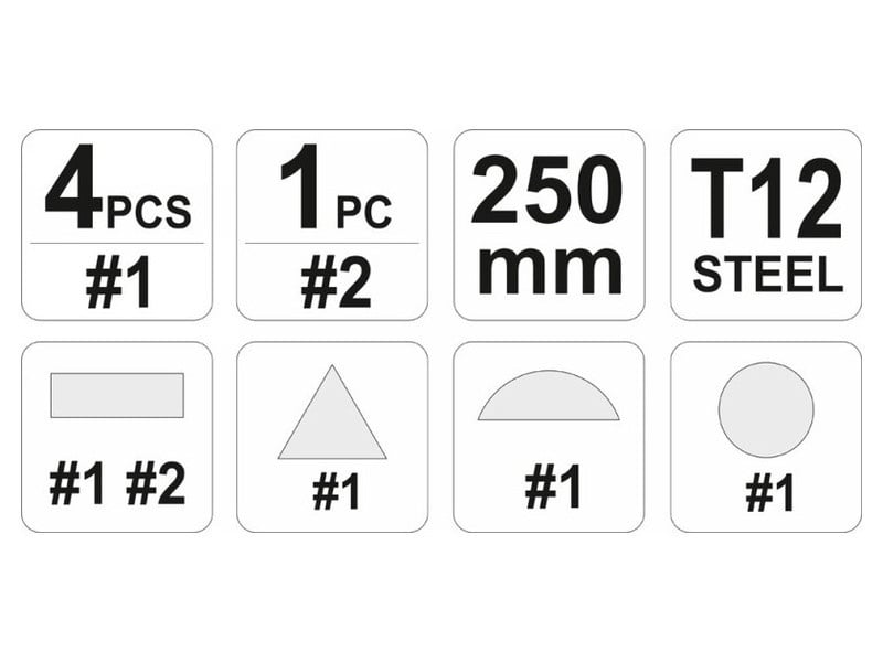 YATO Set de fișiere 5 bucăți 250 mm / #1 grosier