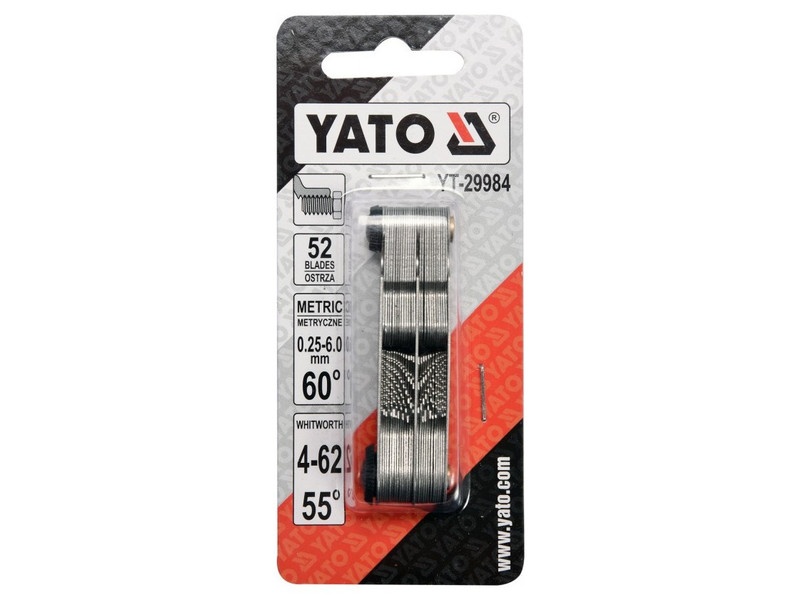 YATO Thread Comb 52 plat metric 0,25-6,0 mm 60° și Whitworth 4-62 mm 55° - 1 | YEO