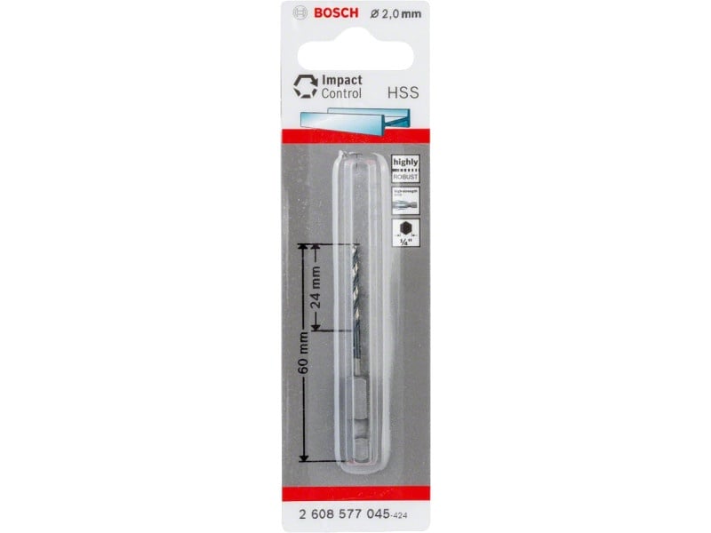 BOSCH Burghiu spiralat 2,0 x 60/24 mm Suport de biți HSS