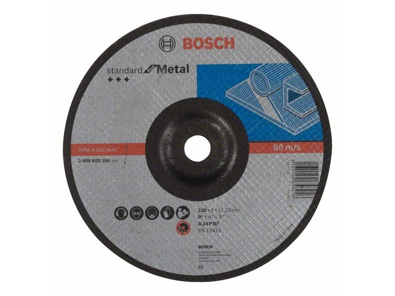 BOSCH Disc de curățare pentru metal 230 x 6,0 x 22,2 mm curbat Standard pentru metal A 24 P BF