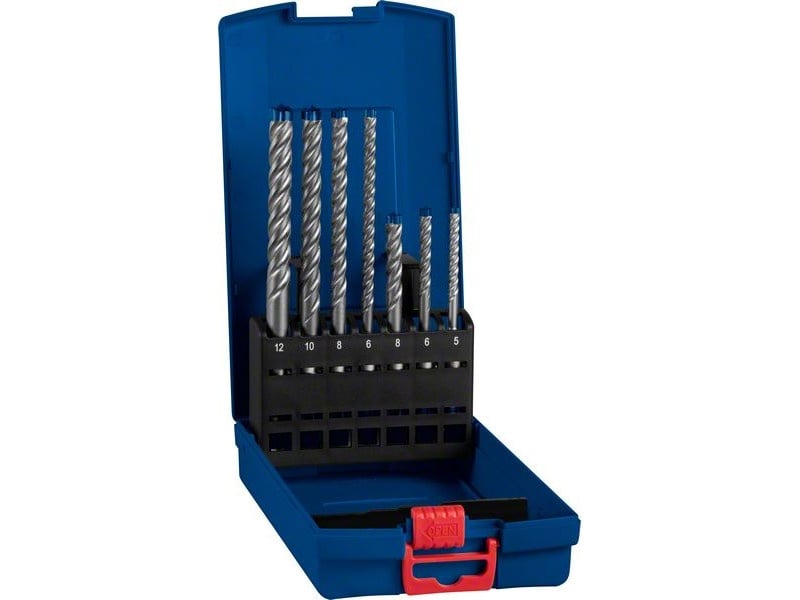 BOSCH EXPERT 7X Set de burghie pentru piatră 7 piese cu patru tăișuri SDS-Plus (5/6/8 x 115 mm; 6/8/10/12 x 165 mm)