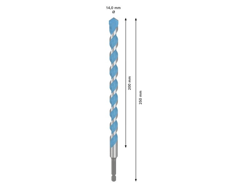 BOSCH EXPERT HEX-9 Burghiu universal 14,0 x 200/250 mm cu prindere burghiu 1/4"