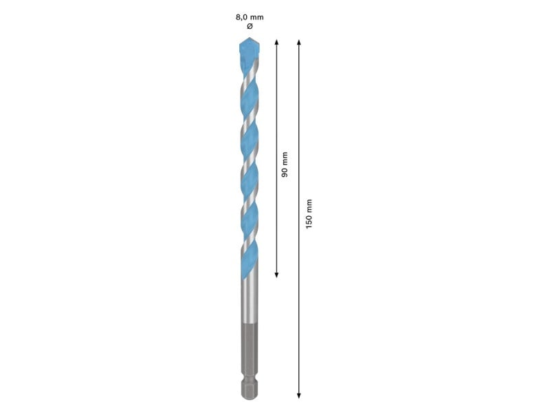 BOSCH EXPERT HEX-9 Burghiu universal 8,0 x 90/150 mm cu prindere burghiu 1/4"