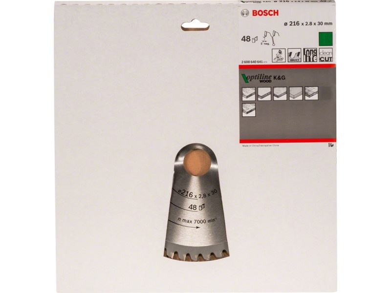 BOSCH Lamă de ferăstrău pentru lemn 216 x 30 x 2,8 mm / 48T Optiline Wood ATB / N - 1 | YEO