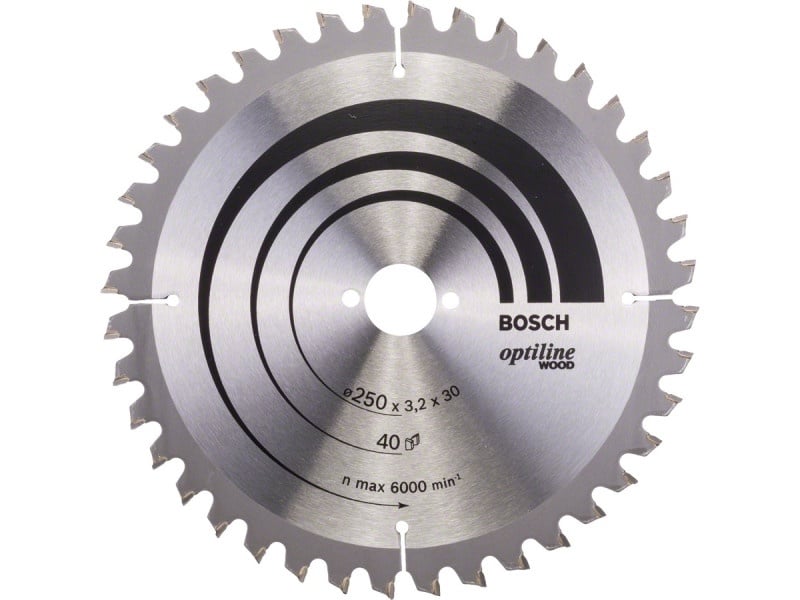 BOSCH Lamă de ferăstrău pentru lemn 250 x 30 x 3,2 mm / 40T Optiline Wood ATB / N