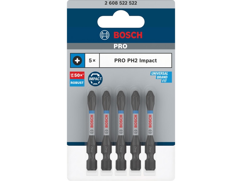 BOSCH PRO Impact bit bit PH2 x 55 mm 1/4" Hex (5 buc) - 2 | YEO