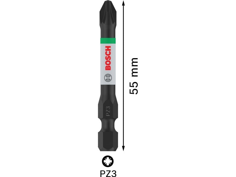 BOSCH PRO Impact bit punct PZ3 x 55 mm 1/4" (2 bucăți) - 2 | YEO