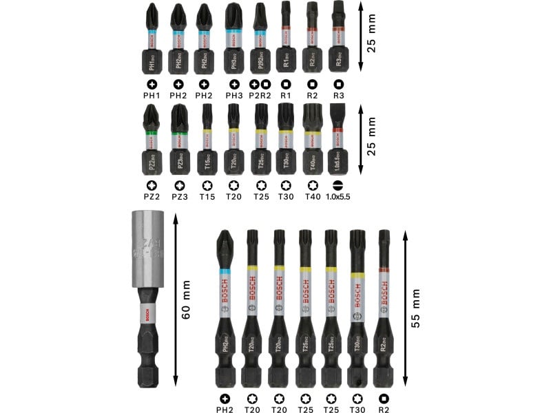 BOSCH PRO Impact bit punct set 24 piese 1/4" Hex - 1 | YEO