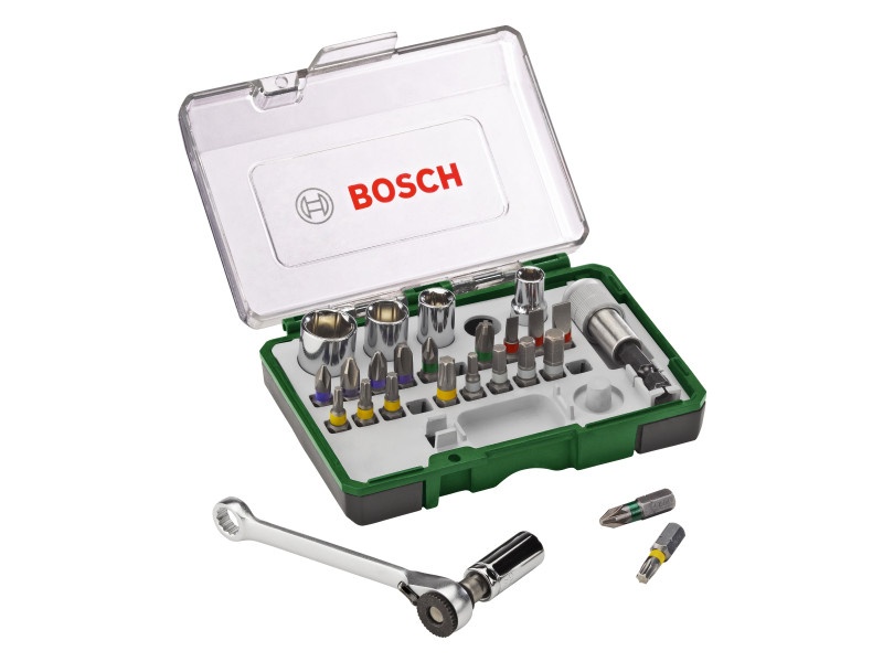 BOSCH Set de biți și mufe cu clichet 27 piese