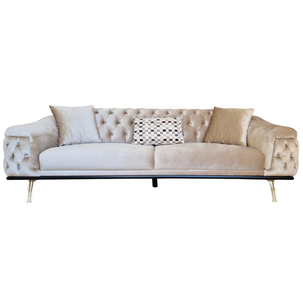 Canapea Extensibila Cavalli, 240x95x80cm, 3 locuri, baby Face V-04 Beige, Glasspandoor - 1 | YEO