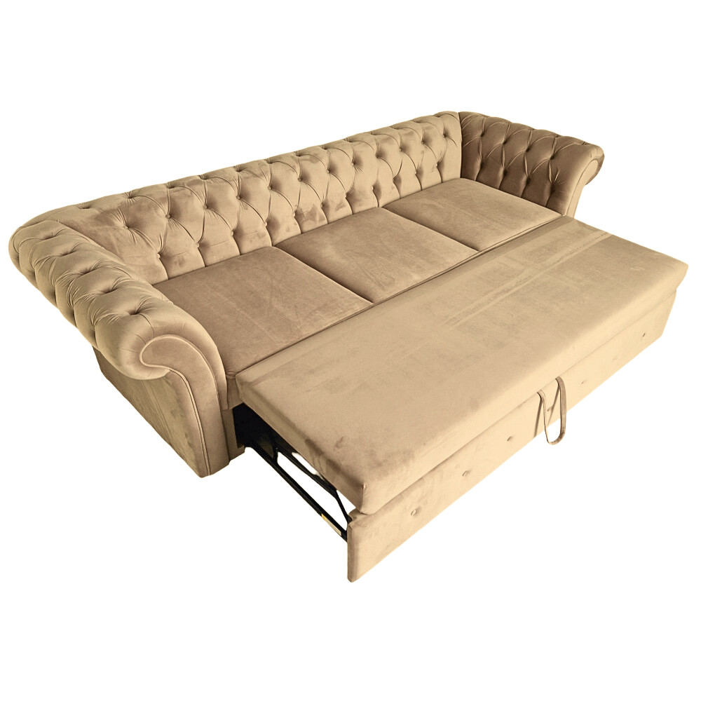 Canapea Extensibila Chesterfield, 250x100x75cm, 3 locuri, Velutto 03 Mika, Glasspandoor - 1 | YEO