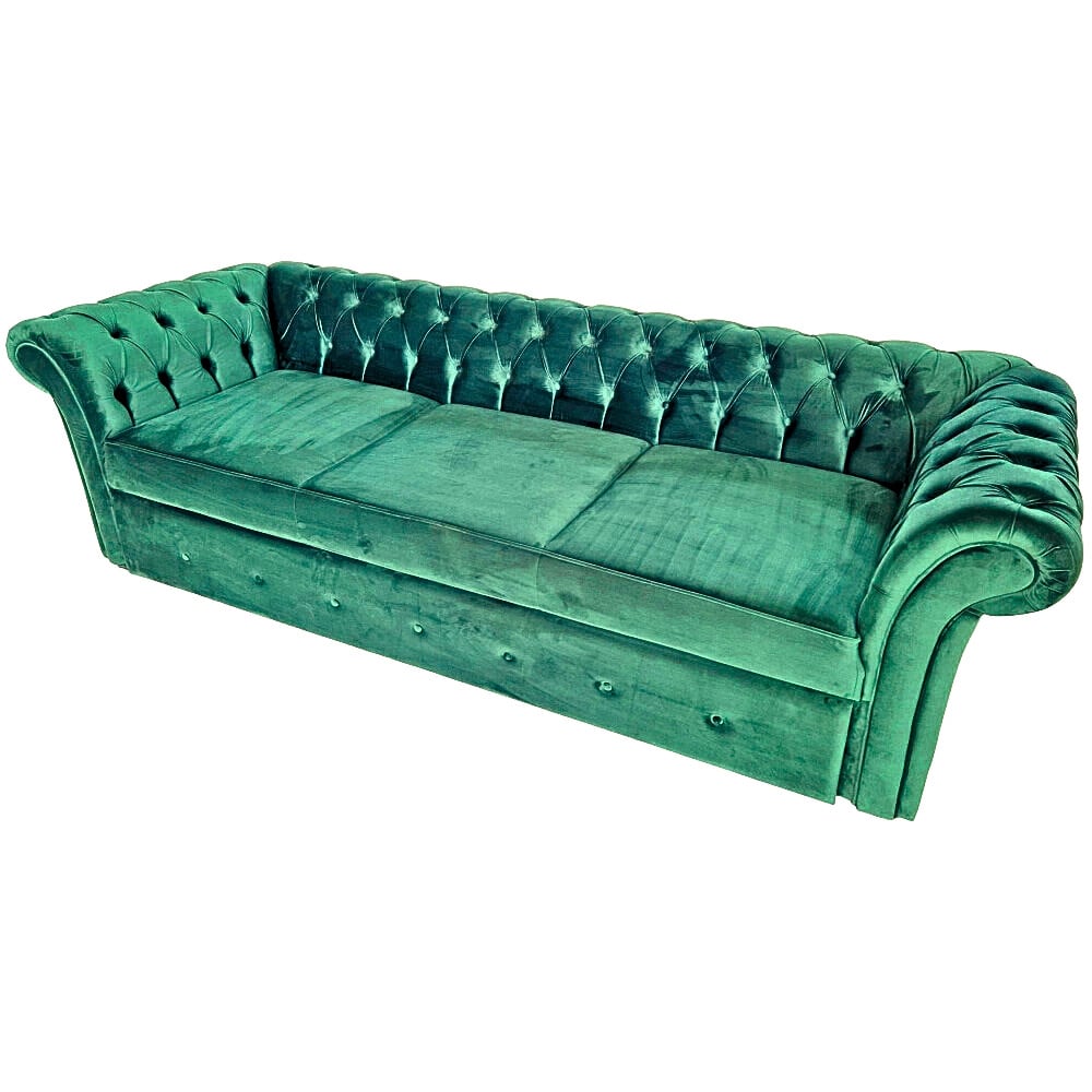 Canapea Extensibila Chesterfield, 250x100x75cm, 3 locuri, Velutto 13 Mint, Glasspandoor - 2 | YEO