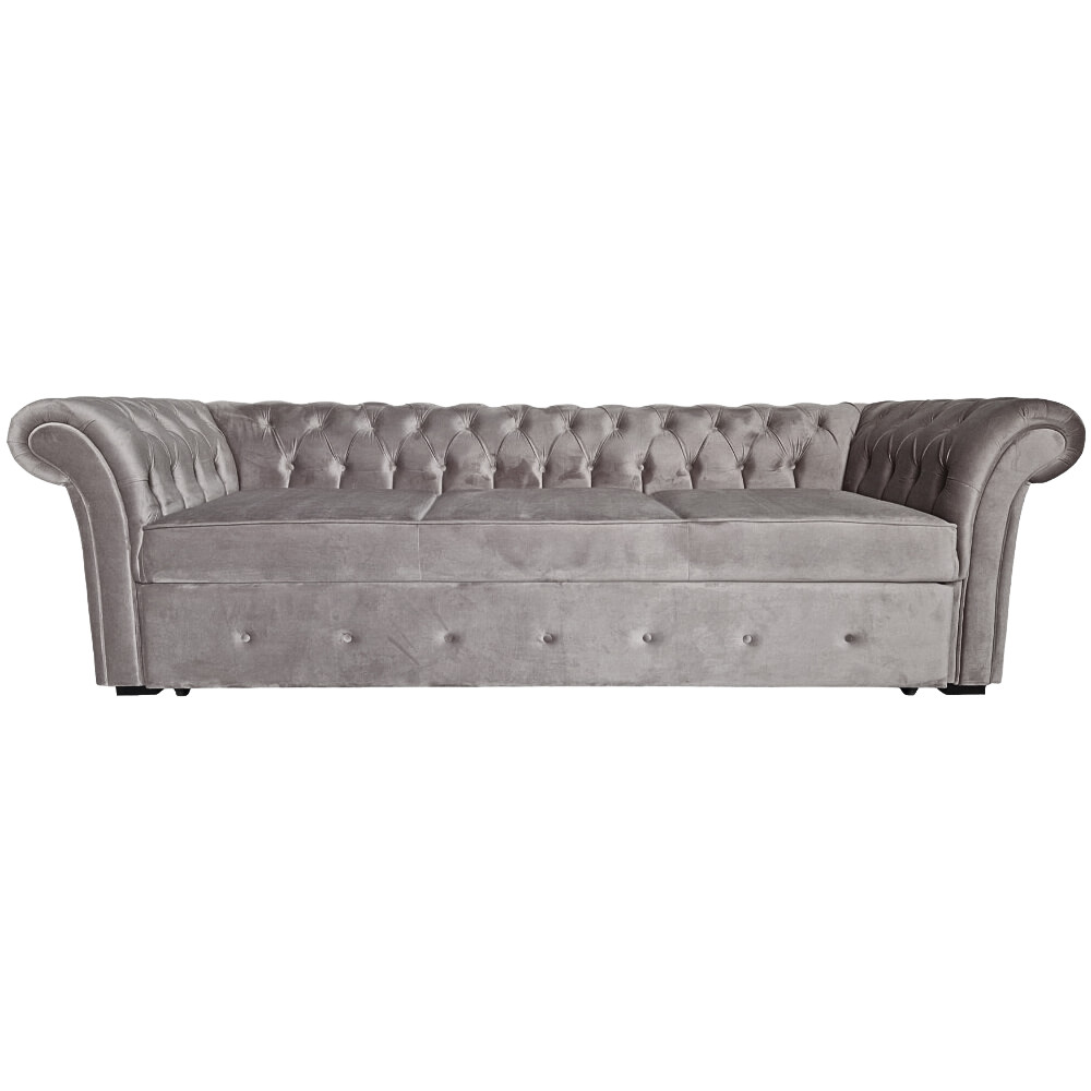 Canapea Extensibila Chesterfield, 250x100x75cm, 3 locuri, Velutto 16 Grey, Glasspandoor