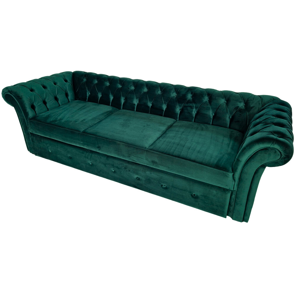 Canapea Extensibila Chesterfield, 250x100x75cm, 3 locuri, Velutto 27 Jungle Green, Glasspandoor - 2 | YEO